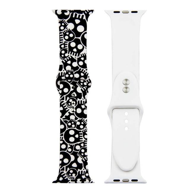 ALPQ For Apple Watch 5 4 Band Strap 38 42mm 40mm 44mm Soft Silicone Leopard Floral Pattern Printed Strap For iWatch Series 3 2 1