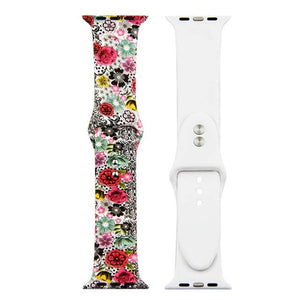 ALPQ For Apple Watch 5 4 Band Strap 38 42mm 40mm 44mm Soft Silicone Leopard Floral Pattern Printed Strap For iWatch Series 3 2 1