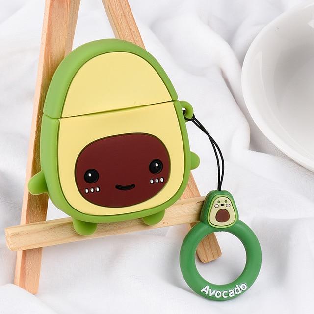 Capa For Apple AirPods 2 Earphone Soft TPU Case For Apple Air Pods 1 Cute Cartoon Strawberry Avocado Peach Cover Case With Hooks