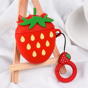 Capa For Apple AirPods 2 Earphone Soft TPU Case For Apple Air Pods 1 Cute Cartoon Strawberry Avocado Peach Cover Case With Hooks