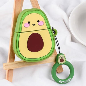 Capa For Apple AirPods 2 Earphone Soft TPU Case For Apple Air Pods 1 Cute Cartoon Strawberry Avocado Peach Cover Case With Hooks