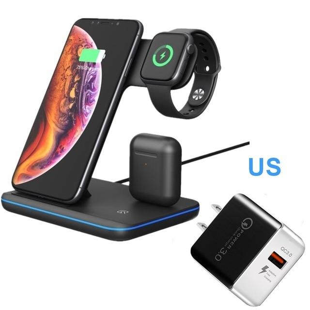 Tongdaytech 15W Qi Wireless Charger For Iphone X 8 11 Pro Max Quick Charge Fast Charger For Apple Airpods Pro Watch 5 4 3 2 1