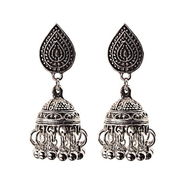 Indian Jhumka Gypsy Jewelry Sliver Boho Vintage Ethnic Womens Earrings