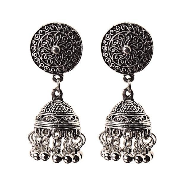 Indian Jhumka Gypsy Jewelry Sliver Boho Vintage Ethnic Womens Earrings