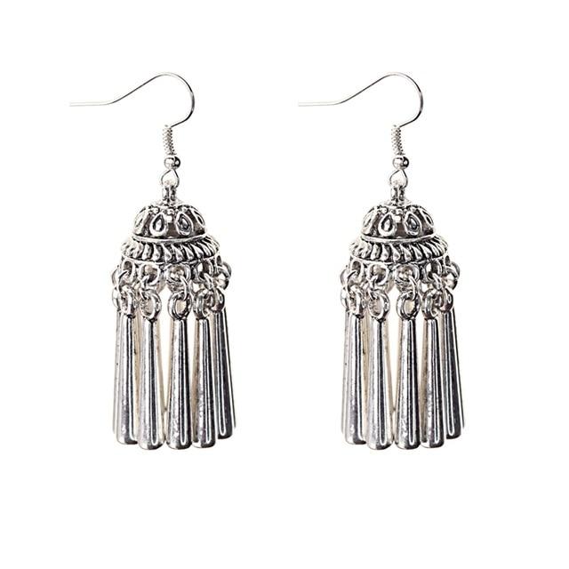 Indian Jhumka Gypsy Jewelry Sliver Boho Vintage Ethnic Womens Earrings