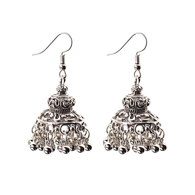 Indian Jhumka Gypsy Jewelry Sliver Boho Vintage Ethnic Womens Earrings