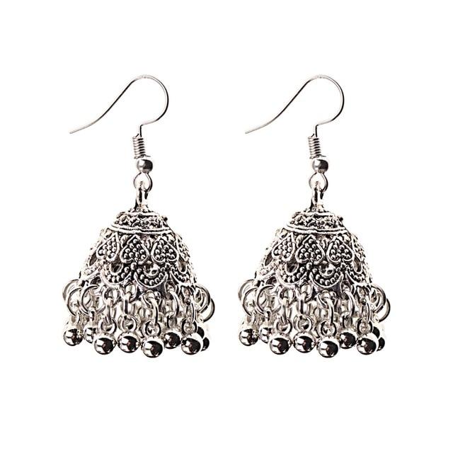 Indian Jhumka Gypsy Jewelry Sliver Boho Vintage Ethnic Womens Earrings