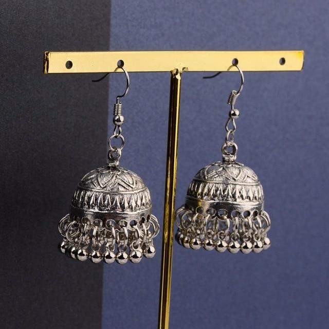 Indian Jhumka Gypsy Jewelry Sliver Boho Vintage Ethnic Womens Earrings