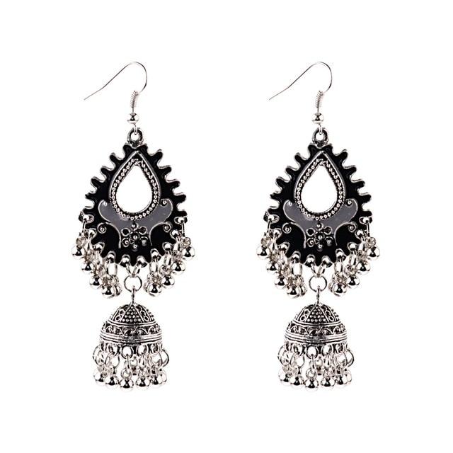 Indian Jhumka Gypsy Jewelry Sliver Boho Vintage Ethnic Womens Earrings