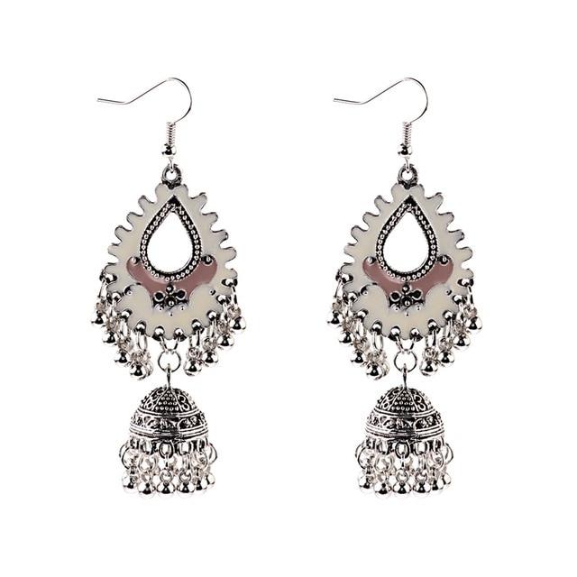 Indian Jhumka Gypsy Jewelry Sliver Boho Vintage Ethnic Womens Earrings