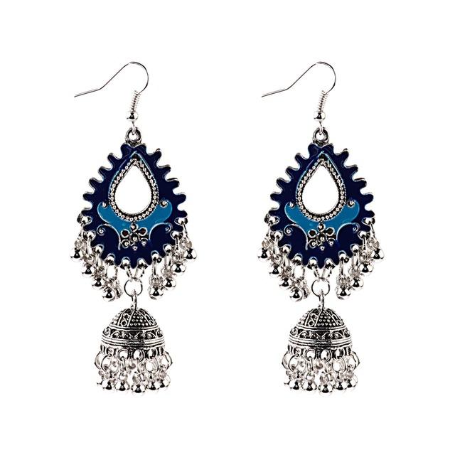 Indian Jhumka Gypsy Jewelry Sliver Boho Vintage Ethnic Womens Earrings