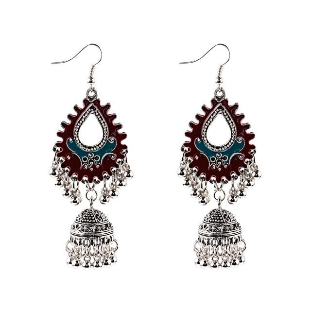 Indian Jhumka Gypsy Jewelry Sliver Boho Vintage Ethnic Womens Earrings