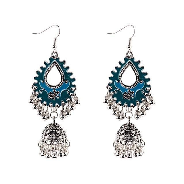 Indian Jhumka Gypsy Jewelry Sliver Boho Vintage Ethnic Womens Earrings