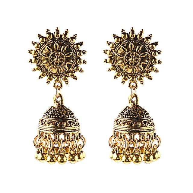 Indian Jhumka Gypsy Jewelry Sliver Boho Vintage Ethnic Womens Earrings