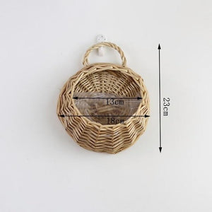 Wall Hanging Natural Wicker Flower Basket Flower Pot Planter Rattan Vase Basket Home Garden Wall Decoration Storage Container