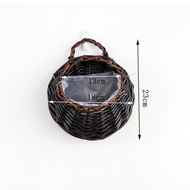 Wall Hanging Natural Wicker Flower Basket Flower Pot Planter Rattan Vase Basket Home Garden Wall Decoration Storage Container