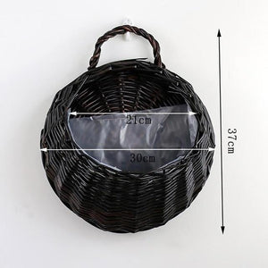 Wall Hanging Natural Wicker Flower Basket Flower Pot Planter Rattan Vase Basket Home Garden Wall Decoration Storage Container