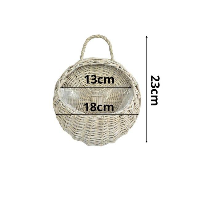 Wall Hanging Natural Wicker Flower Basket Flower Pot Planter Rattan Vase Basket Home Garden Wall Decoration Storage Container