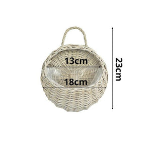 Wall Hanging Natural Wicker Flower Basket Flower Pot Planter Rattan Vase Basket Home Garden Wall Decoration Storage Container