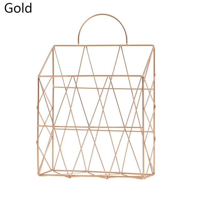 2019 New Hot Sale Portable Fashion Storage Basket Portable Wall Hanging Storage Rack Net Iron Desk Holder for Magazine Newspaper