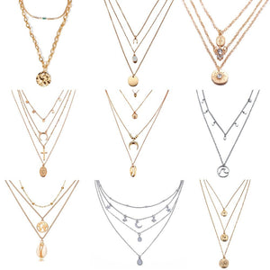 New Multilayer Crystal Moon Necklaces & Pendants For Women