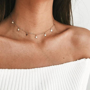 Boho Women chocker neck Chain star Necklace collana