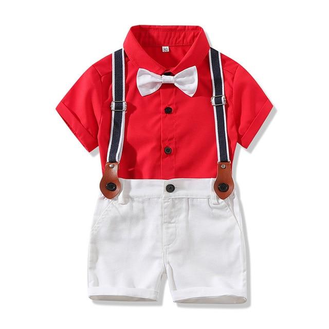 Baby Boys Gentleman Summer Wedding Party Birthday Newborn Infant Boy Clothes Tops+Shorts