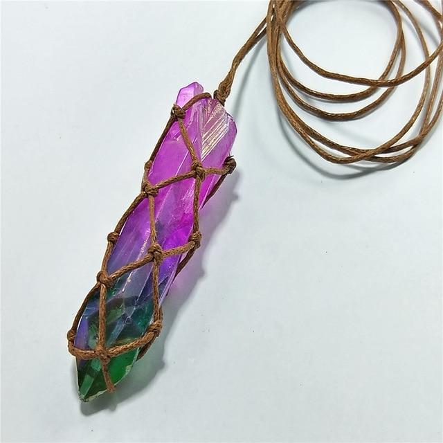 7 Chakra Ainbow Natural Stone Copper Wire Pendant Necklace