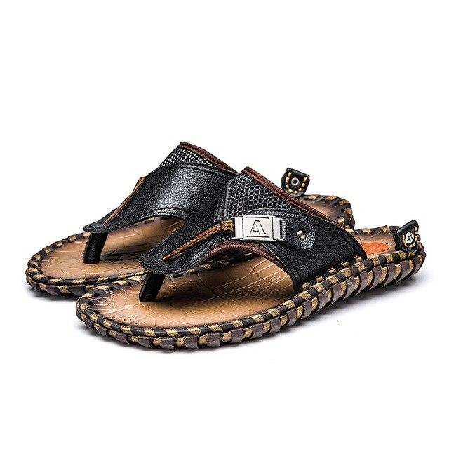 Genuine Leather Luxury Slippers Beach Casual Sandals