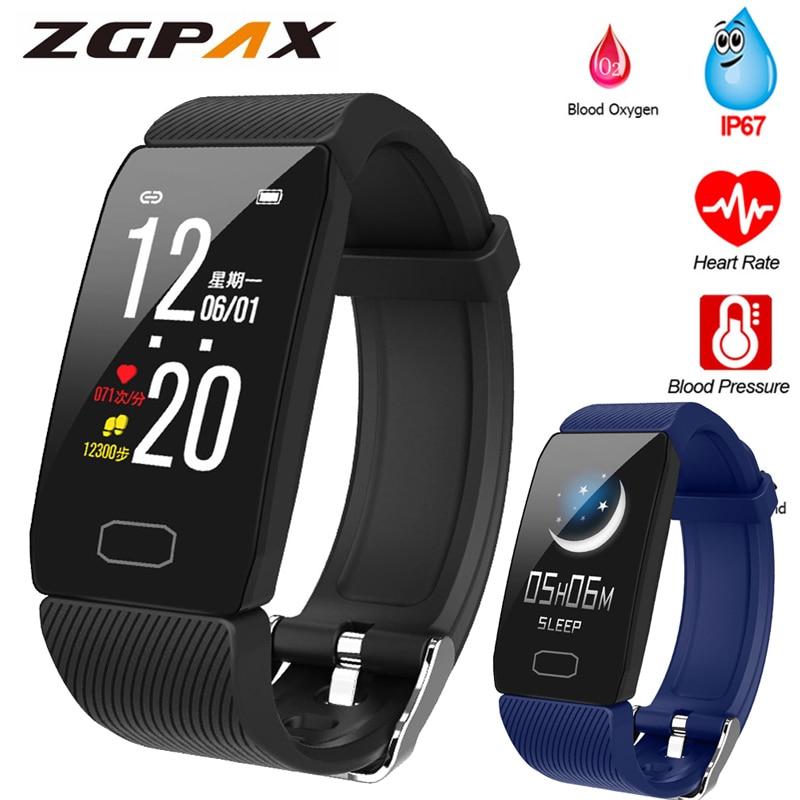 Fitness Bracelet Blood Pressure 1.14'' Screen Fitness Tracker Smart Watch Waterproof Smart Wristband Weather Display Women Men