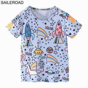 SAILEROAD 2-7T Cartoon Dinosaur Baby Boys Girls Shorts Sleeve T Shirt