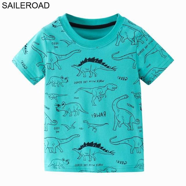 SAILEROAD 2-7T Cartoon Dinosaur Baby Boys Girls Shorts Sleeve T Shirt