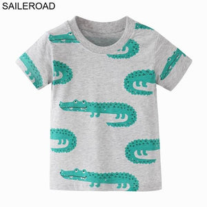 SAILEROAD 2-7T Cartoon Dinosaur Baby Boys Girls Shorts Sleeve T Shirt