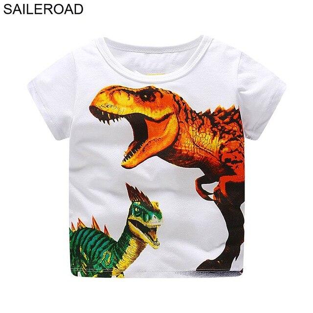 SAILEROAD 2-7T Cartoon Dinosaur Baby Boys Girls Shorts Sleeve T Shirt