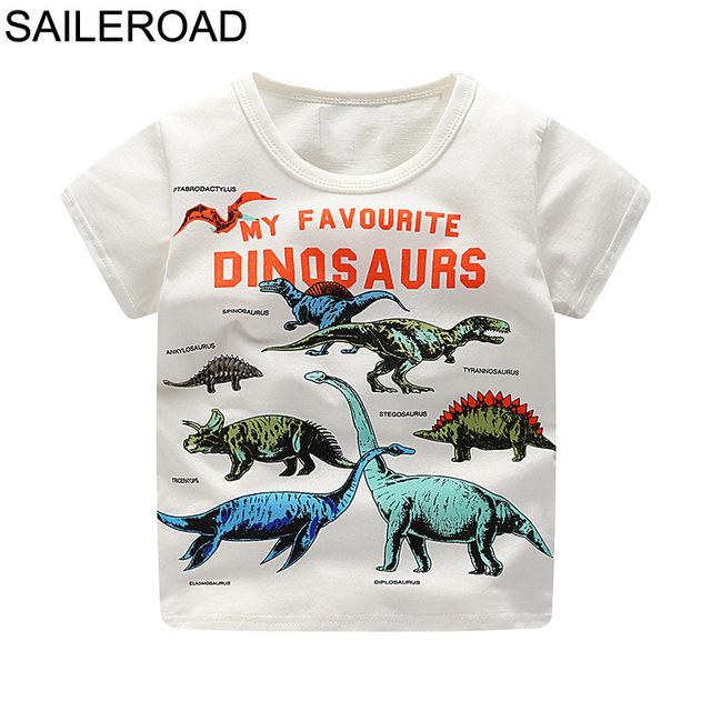 SAILEROAD 2-7T Cartoon Dinosaur Baby Boys Girls Shorts Sleeve T Shirt