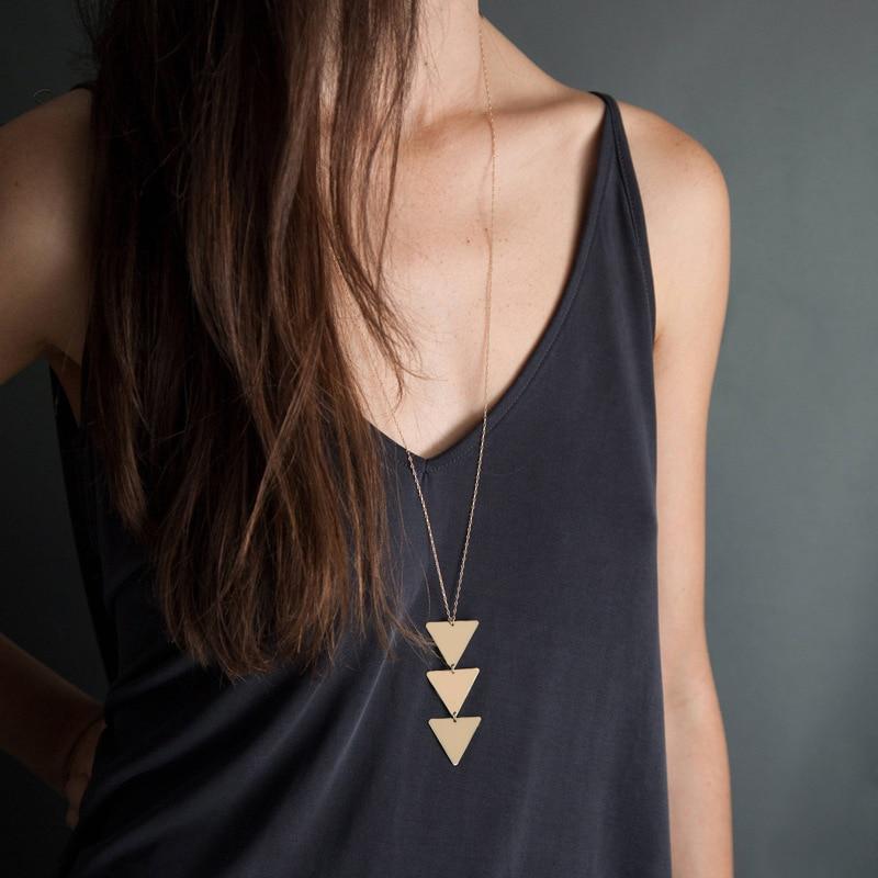 Triangles pendant Necklace geometric Long Chain Women choker