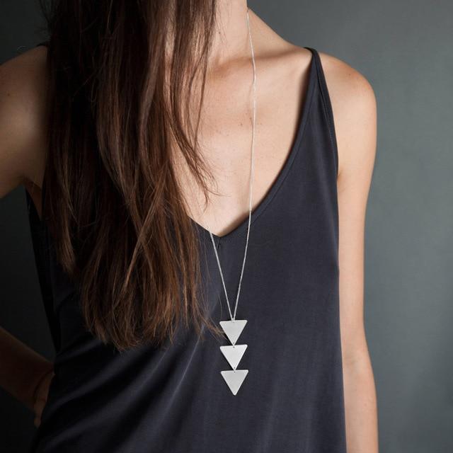 Triangles pendant Necklace geometric Long Chain Women choker