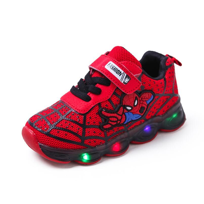 Led luminous Spiderman Kids Shoes for boys girls Light Children Luminous baby Sneakers