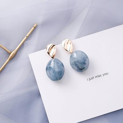 AOMU Korean Blue Geometric Acrylic Irregular Hollow Circle Square Dangles