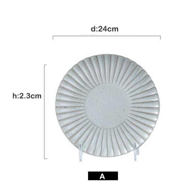 Retro Crockery Dinner plates Snack Fruit Dry Fruit Plate High-Quality Handmade Sushi Tea Tray Dessert Dinner Plate Tableware