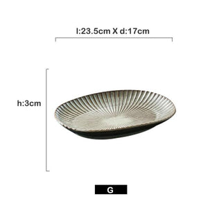 Retro Crockery Dinner plates Snack Fruit Dry Fruit Plate High-Quality Handmade Sushi Tea Tray Dessert Dinner Plate Tableware