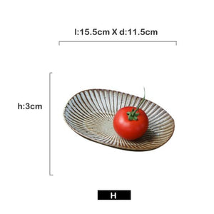 Retro Crockery Dinner plates Snack Fruit Dry Fruit Plate High-Quality Handmade Sushi Tea Tray Dessert Dinner Plate Tableware