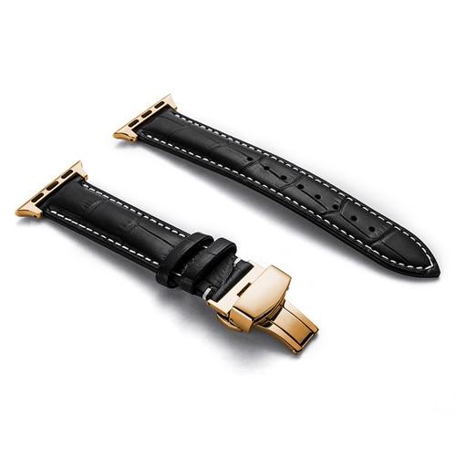 Leather strap for apple watch 5 4 band correa applewatch 44mm 40mm 42mm 38mm iwatch 5 4 3 2 1 Butterfly buckle bracelet