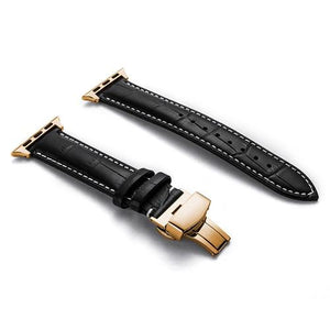 Leather strap for apple watch 5 4 band correa applewatch 44mm 40mm 42mm 38mm iwatch 5 4 3 2 1 Butterfly buckle bracelet