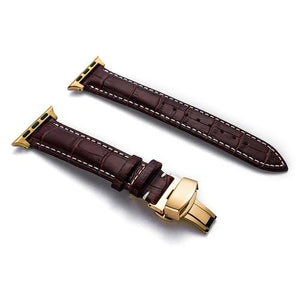 Leather strap for apple watch 5 4 band correa applewatch 44mm 40mm 42mm 38mm iwatch 5 4 3 2 1 Butterfly buckle bracelet