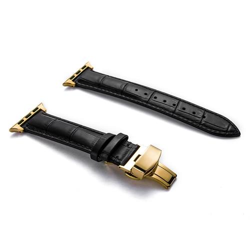 Leather strap for apple watch 5 4 band correa applewatch 44mm 40mm 42mm 38mm iwatch 5 4 3 2 1 Butterfly buckle bracelet