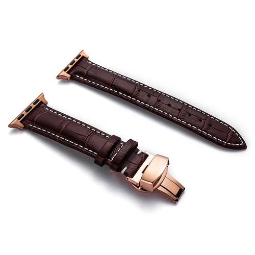 Leather strap for apple watch 5 4 band correa applewatch 44mm 40mm 42mm 38mm iwatch 5 4 3 2 1 Butterfly buckle bracelet