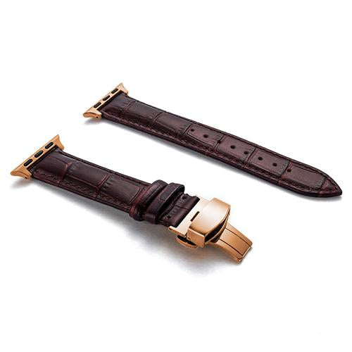 Leather strap for apple watch 5 4 band correa applewatch 44mm 40mm 42mm 38mm iwatch 5 4 3 2 1 Butterfly buckle bracelet