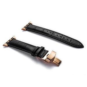 Leather strap for apple watch 5 4 band correa applewatch 44mm 40mm 42mm 38mm iwatch 5 4 3 2 1 Butterfly buckle bracelet