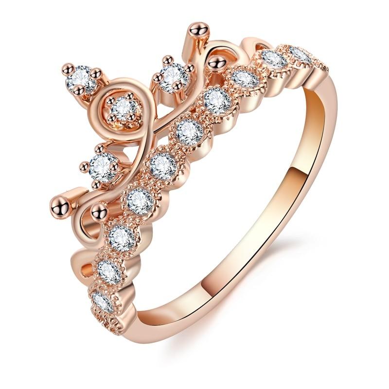 Fashion Luxury Crown Ring Statement Women Wedding Zircon Engagement Ring